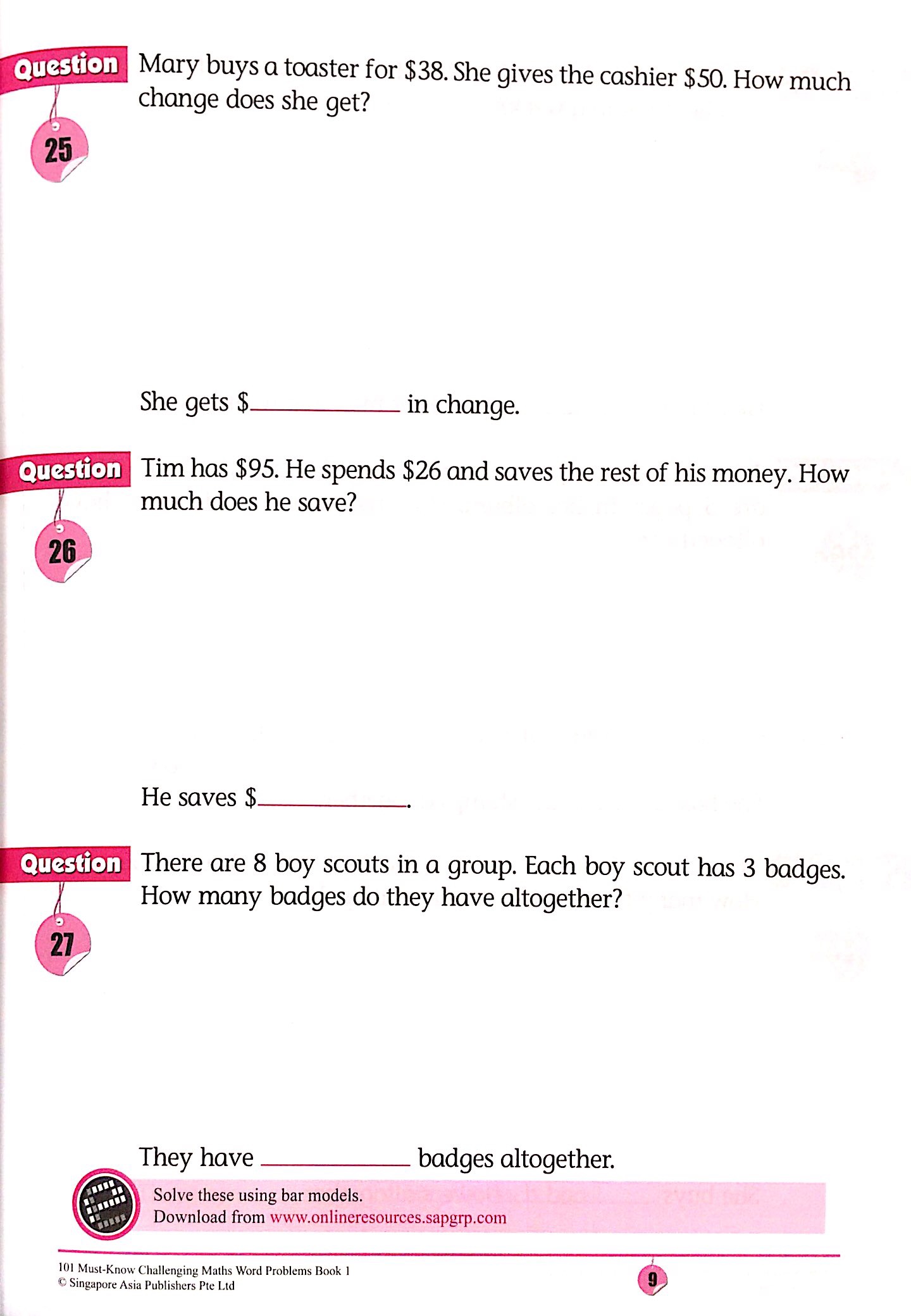 101 Must Know Challenging Maths Word Problems Book 1 - FAHASA.COM