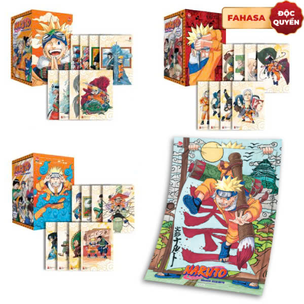Combo Boxset Manga - Naruto - Bản Kỉ Niệm 50 Năm Fahasa - Box 1-2-3: Tập 1 - 24 (Bộ 3 Hộp) - Tặng Kèm 24 Ivory Card + 1 Poster