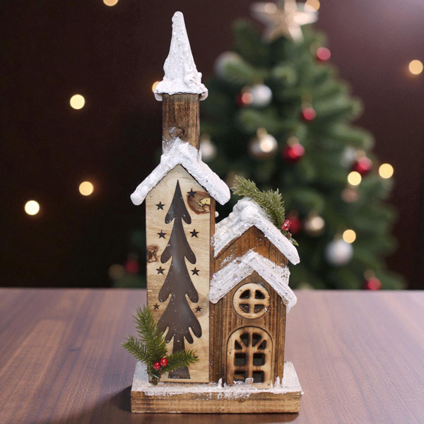 Ngôi Nhà Gỗ Trang Trí Giáng Sinh Có Đèn - WanLongDa 73466