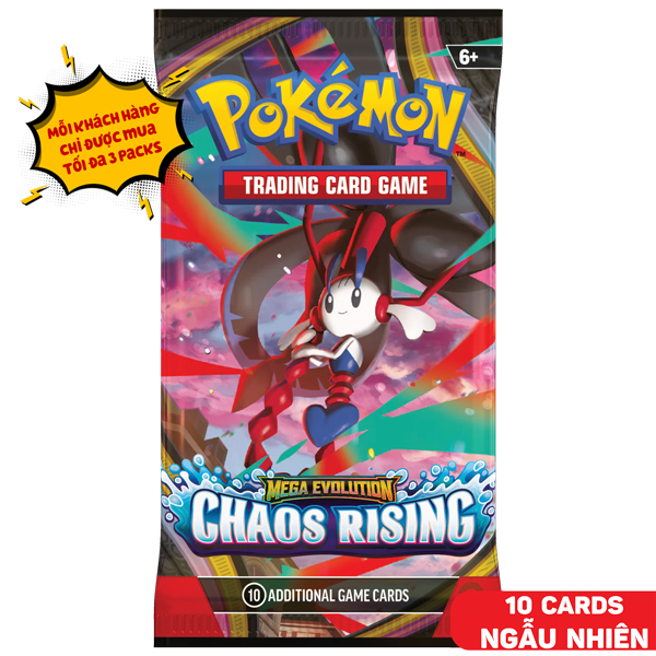 Trading Card Game: TCG Thẻ Bài Pokemon - Bộ Mở Rộng - Mega Evolution Chaos Rising - Pokemon ME04 (10 Card Ngẫu Nhiên/Túi)