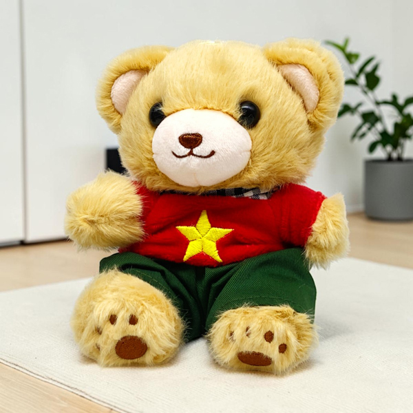 Móc Khóa Thú Bông Gấu Quốc Kỳ 15 cm - ZooZoo 1512026 - Màu Kem