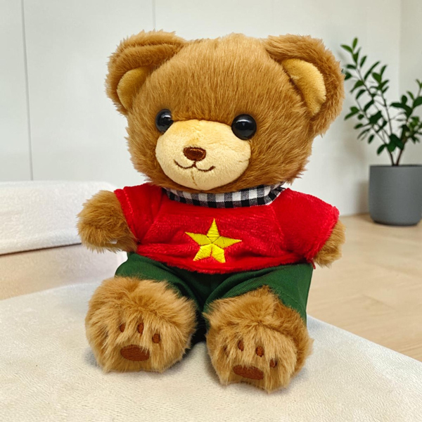 Móc Khóa Thú Bông Gấu Quốc Kỳ 15 cm - ZooZoo 1512026 - Màu Nâu