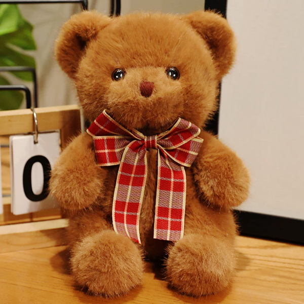 Thú Bông Gấu Teddy Đeo Nơ Caro 20 cm -  ZooZoo 20140 - Màu Nâu