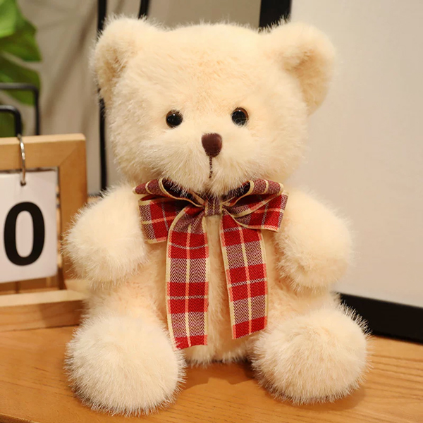 Thú Bông Gấu Teddy Đeo Nơ Caro 20 cm -  ZooZoo 20140 - Màu Be
