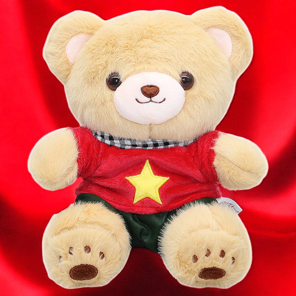 Gấu Bông Yêu Nước Áo Quốc Kỳ - 30 cm - ZooZoo 3024025 - Màu Kem