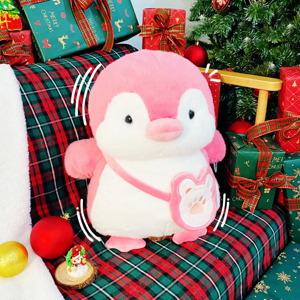Thú Bông Chim Cánh Cụt Đeo Túi Lông Xù 50 cm - ZooZoo 5042025 - Màu Hồng