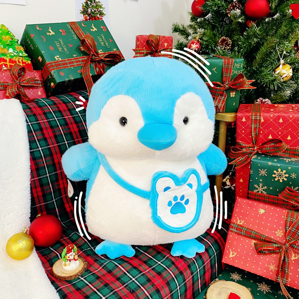 Thú Bông Chim Cánh Cụt Đeo Túi Lông Xù 40 cm  - ZooZoo 3022025 - Màu Xanh Dương