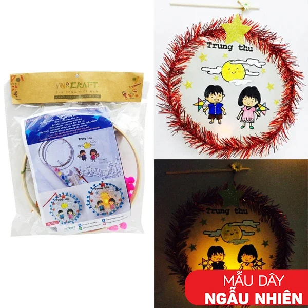 Bộ Nguyên Liệu Làm Lồng Đèn Trống 30 cm - Vinacraft - 2 Bé Rước Đèn