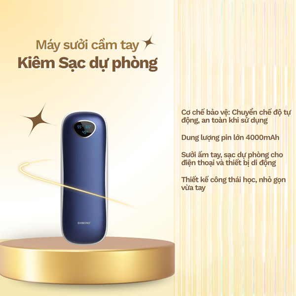 Máy Sưởi Cầm Tay Mini Kiêm Sạc Dự Phòng - Shimono SM-WMP16 Pro