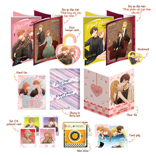 Bộ Manga - Phải Lòng Chị Của Bạn Thân - Tập 1 + Phát Phiền Với Bạn Thân Của Chị - Tập 1 (Bộ 2 Cuốn) - Bản Sưu Tầm - Tặng Kèm 2 Bìa Áo Đặc Biệt + Door Hanger Card + Bookmark + Hand Fan + Phong Bì Đựng Quà + Clear File + Set 4 Polaroid Card +Móc
