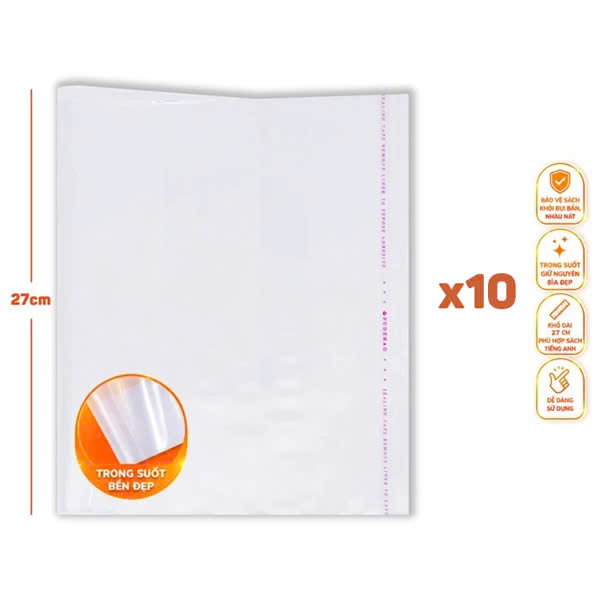 Bộ 10 Bao Sách Tiếng Anh - 27 x 21 cm