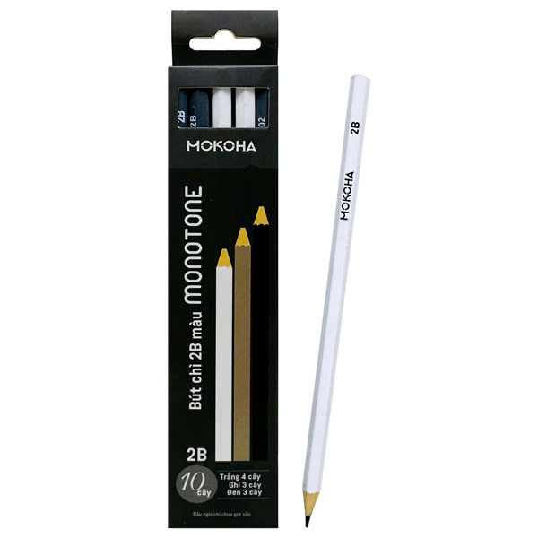 Hộp 10 Bút Chì 2B Màu Monotone - Mokoha M-WP002