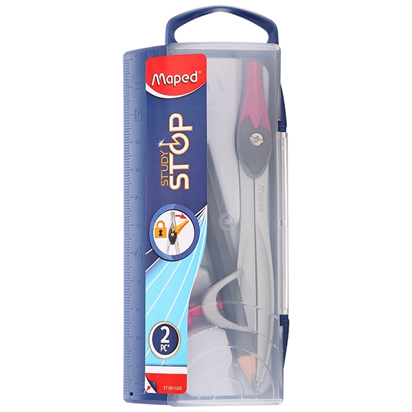 Bộ Compa Kèm Bút Chì Gỗ - Maped 195210 - Màu Hồng
