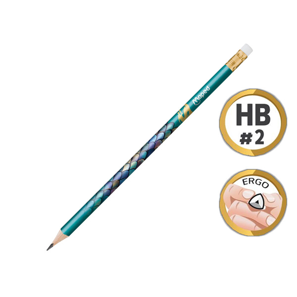 Bút Chì Đen Có Gôm Họa Tiết Rồng HB - Maped 851828 (Màu Thân Bút Giao Ngẫu Nhiên)