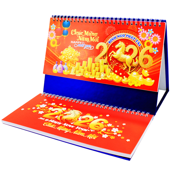 Lịch Để Bàn 2 Lò Xo - Bính Ngọ Phát Tài - NST 81B