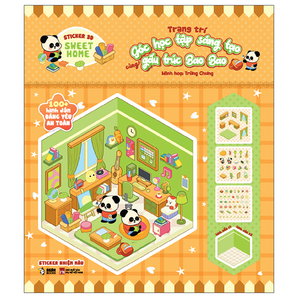 Sticker 3D Sweet Home - Trang Trí Góc Học Tập Sáng Tạo Cùng Gấu Trúc Bao Bao