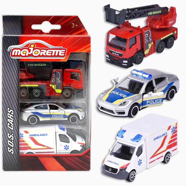 Đồ Chơi Mô Hình Bộ 3 Xe Cứu Hộ - S.O.S. 3 Pieces Set - Majorette 212057261038 - Mẫu 1