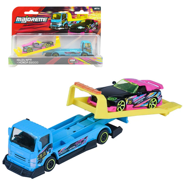 Đồ Chơi Mô Hình Xe JDM Legends Tuning Transporter - Majorette 8504103000 - Isuzu NPR + Honda S2000