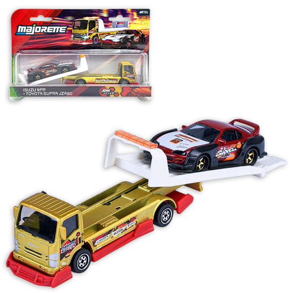Đồ Chơi Mô Hình Xe JDM Legends Tuning Transporter - Majorette 8504103000 - Isuzu NPR + Toyota Supra JZA80