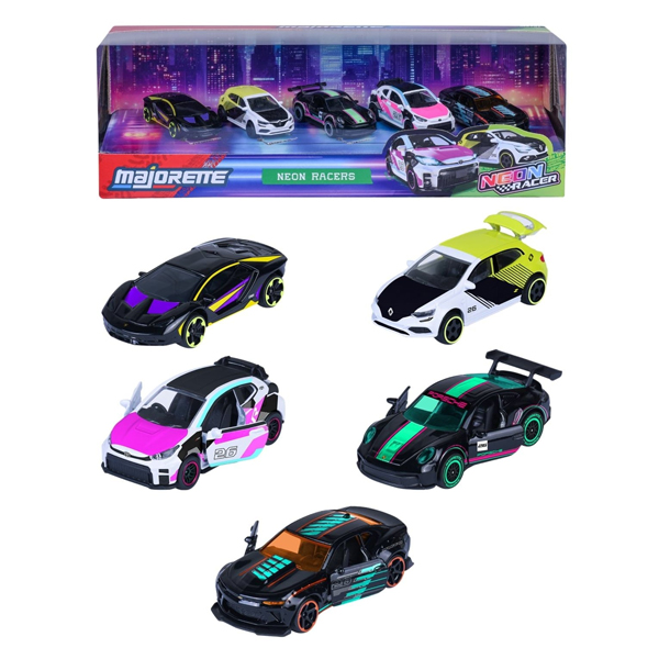 Bộ 5 Đồ Chơi Mô Hình Xe 5 Pieces Giftpack - Majorette 8502005000 - Neon Racers