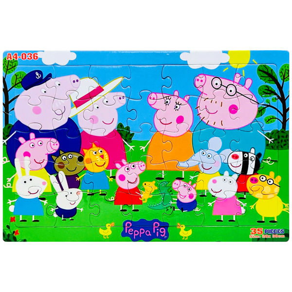 Bộ Xếp Hình Khổ A4 Puzzle Minh Châu 35-036 - Peppa Pig (35 Mảnh Ghép)