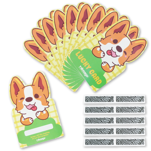 Bộ 10 Thẻ Cào May Mắn DIY Lucky Card - Teenage TPC-007 - Hình Chó Corgi
