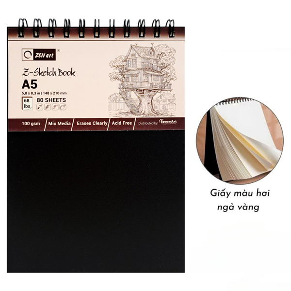 Sổ Z Sketch Book A5 - Giấy Trơn - 160 Trang 100gsm - Zen Art TMG-8395