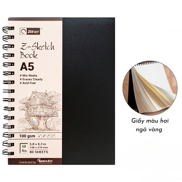 Sổ Z Sketch Book A5 - Giấy Trơn - 160 Trang 100gsm - Zen Art TMG-8393