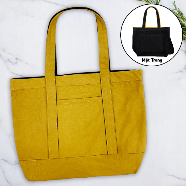 Túi Vải Tote 2 In 1 Phối 2 Màu - Saigon ZeroWaste - Màu Vàng + Đen
