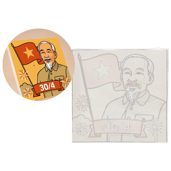 Tranh Tô Màu Số Hóa - Bác Hồ Ngày 30/4 - 20 x 20 cm - Dali K195