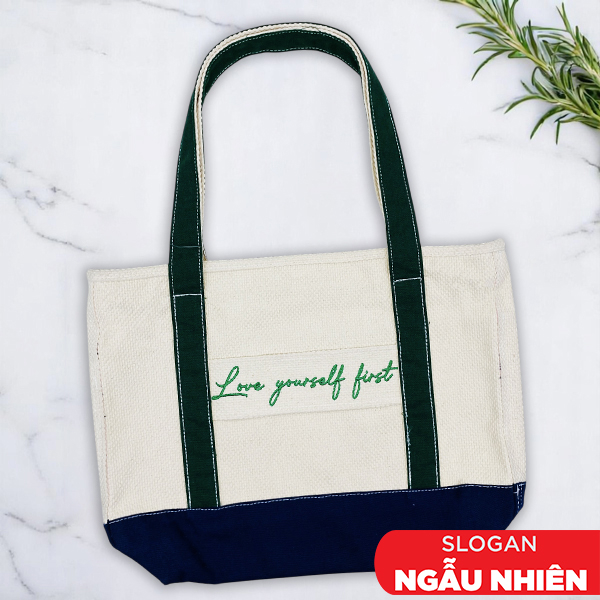 Túi Vải Tote Thêu Chữ - Size M - Saigon ZeroWaste - Mẫu 3 (Slogan Ngẫu Nhiên)