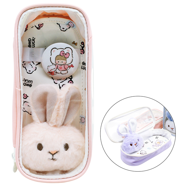 Bóp Viết Trong Suốt Thỏ Tai Dài - Shunde 9122 - Màu Hồng