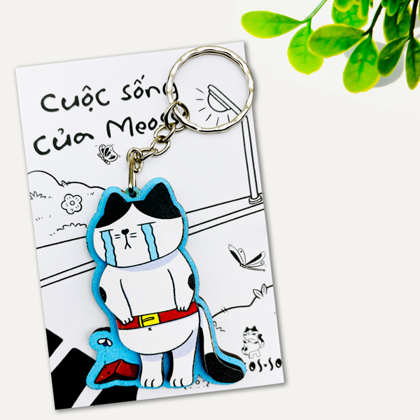 Móc Khóa Gỗ - Mèo Hết Tiền - Meosso