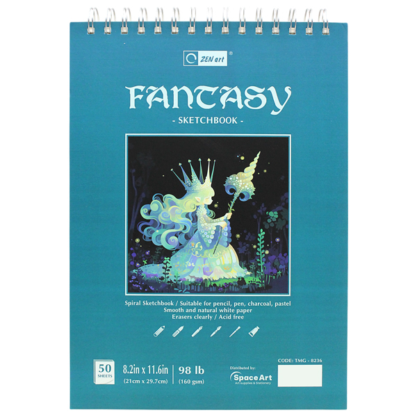 Sổ Lò Xo Vẽ Sketchbook Fantasy A4 - Gáy Ngang - 100 Trang 160gsm - Zen Art TMG-8236 - Màu Xanh Cổ Vịt