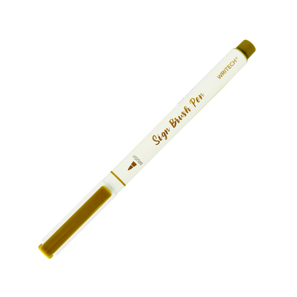 Bút Lông Brush Sign Pen 1 mm - Luyện Calligraphy - Thư Pháp - Writech W827 - Army Green