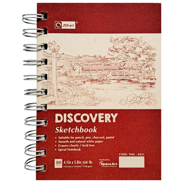 Sổ Vẽ Lò Xo Sketchbook Discovery A6 - Gáy Dọc - Giấy Trơn - 160 Trang 100gsm - Zen Art TMG-8231 - Màu Đỏ