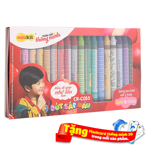 Bút Sáp Màu Jumbo CR-C035 18 Màu - Tặng Kèm Thẻ Flashcard Pack 3
