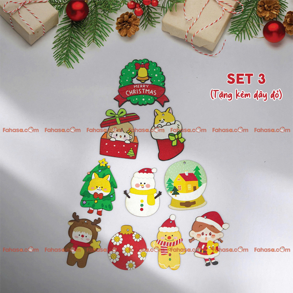 Set Dây Treo Gỗ - Trang Trí Giáng Sinh - Kèm Dây Đỏ - Bách Mộc 3