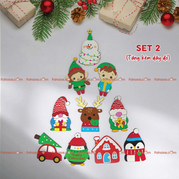 Set Dây Treo Gỗ - Trang Trí Giáng Sinh - Kèm Dây Đỏ - Bách Mộc 2