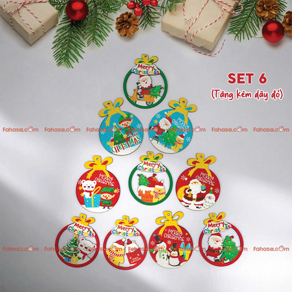 Set Dây Treo Gỗ - Trang Trí Giáng Sinh - Kèm Dây Đỏ - Bách Mộc 6