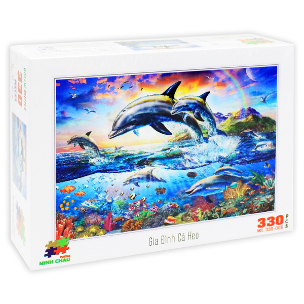 Tranh Xếp Hình 330 Mảnh - 30 x 44 cm - Minh Châu 300-066 - Gia Đình Cá Heo
