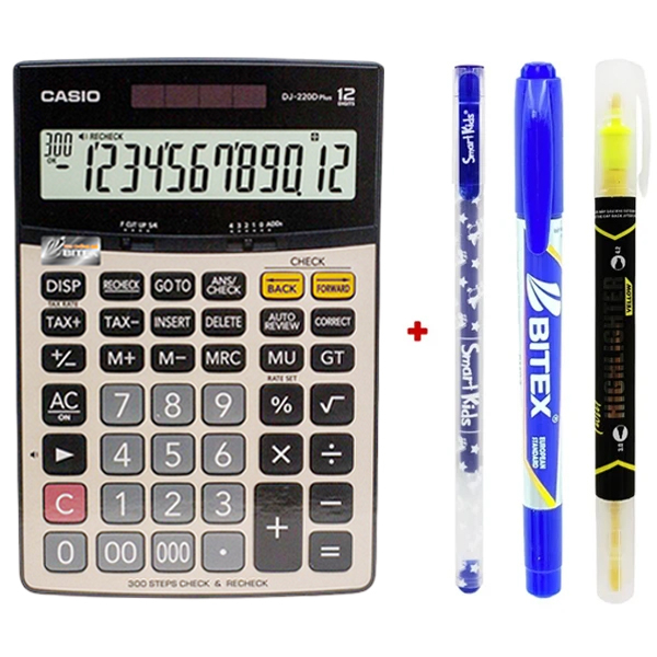 Máy Tính Văn Phòng Casio DJ - 220D Plus - Kèm Quà Chất