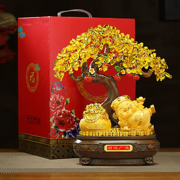 Cây Tiền Thần Tài Phát Tài - Trang Trí Tết - 23 x 17 x 10 cm - TSMC-26