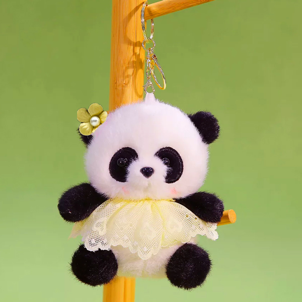 Móc Khóa Thú Bông White Panda - HGT-50 - Váy Vàng