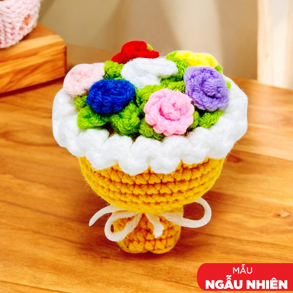 Móc Khoá Len Thủ Công Hình Bó Hoa (Mẫu Màu Giao Ngẫu Nhiên)