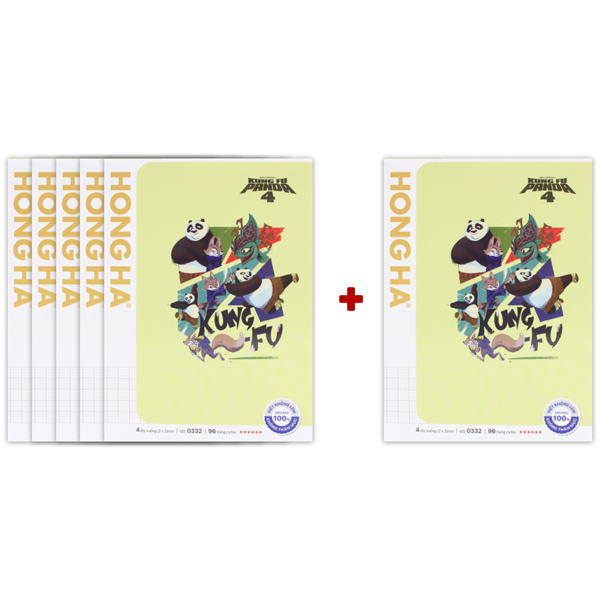 [MUA 5 TẶNG 1] Tập Học Sinh Class Kungfu Panda - 4 Ô Ly - 96 Trang 100gsm - Hồng Hà 0332 - Màu Vàng