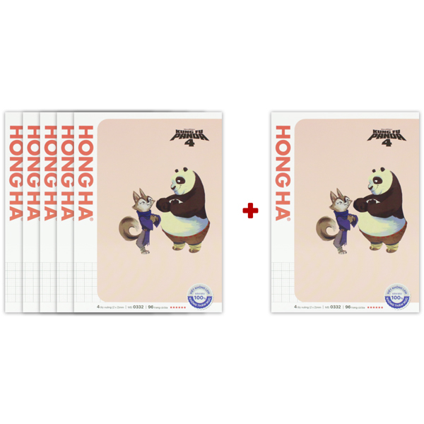 [MUA 5 TẶNG 1] Tập Học Sinh Class Kungfu Panda - 4 Ô Ly - 96 Trang 100gsm - Hồng Hà 0332 - Màu Hồng