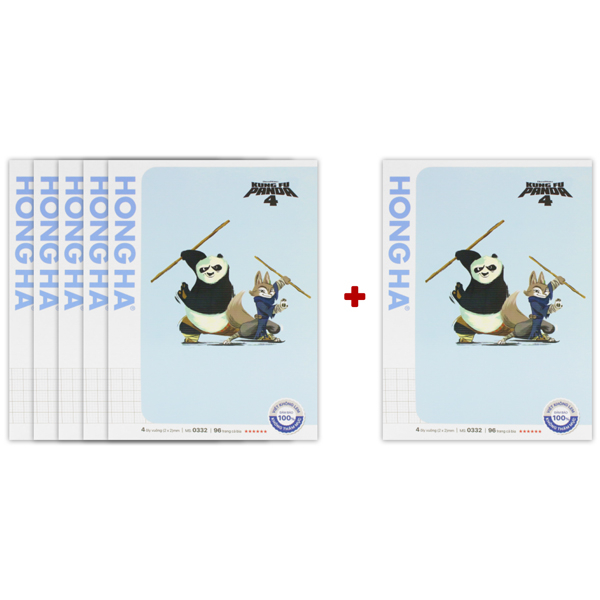 [MUA 5 TẶNG 1] Tập Học Sinh Class Kungfu Panda - 4 Ô Ly - 96 Trang 100gsm - Hồng Hà 0332 - Màu Xanh Dương