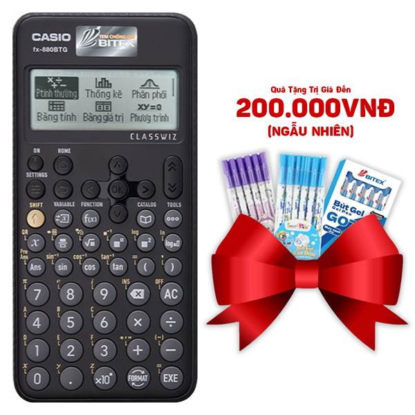 Máy Tính CASIO fx-880BTG - Màu Đen - Kèm Bút Xịn Dùng Cả Năm