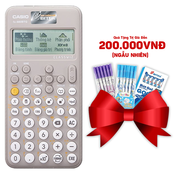 Máy Tính CASIO fx-880BTG - Màu Xám - Kèm Bút Xịn Dùng Cả Năm